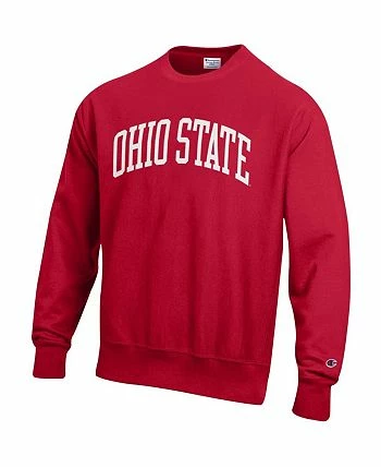 Champion Men's Scarlet Ohio State Buckeyes Arch Reverse Weave Pullover Sweatshirt - Image 3