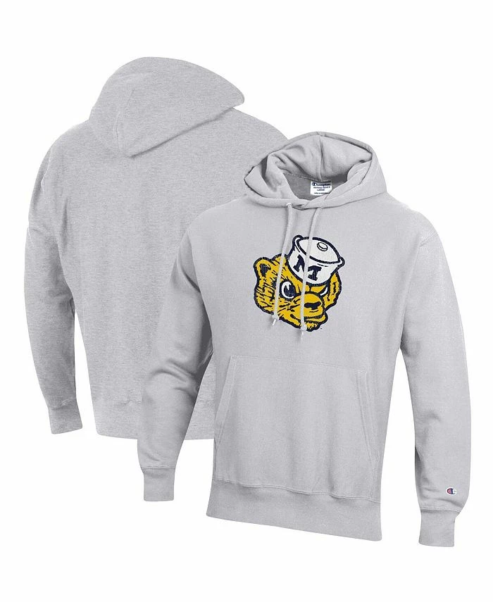 Champion Men's Heathered Gray Michigan Wolverines Vault Logo Reverse Weave Pullover Hoodie