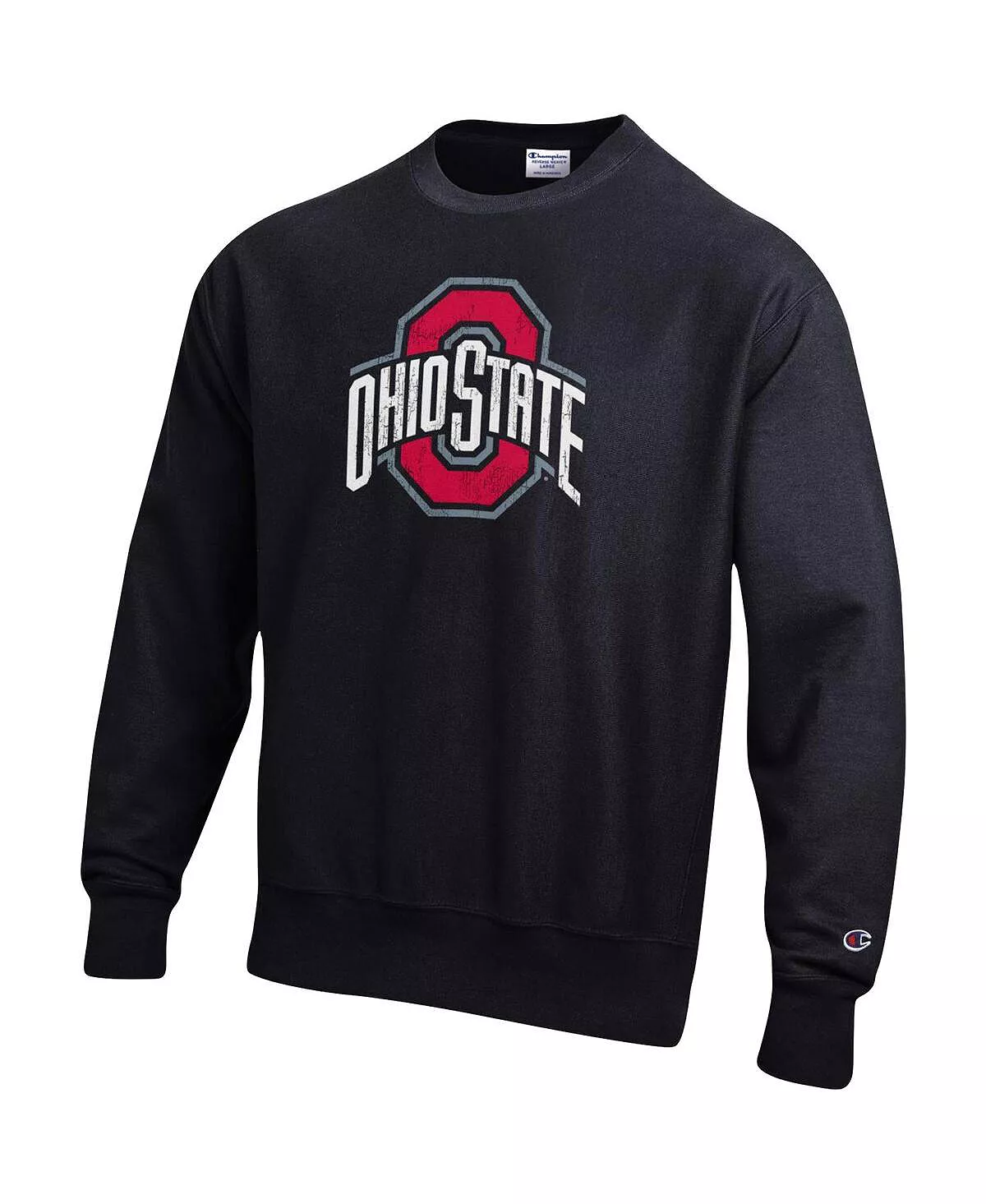 Champion Men's Black Ohio State Buckeyes Vault Logo Reverse Weave Pullover Sweatshirt - Image 3