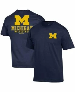 Champion Men's Navy Michigan Wolverines Stack 2-Hit T-shirt