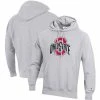 Champion Men's Heathered Gray Ohio State Buckeyes Vault Logo Reverse Weave Pullover Hoodie