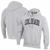 Champion Men's Heathered Gray Colorado Buffaloes Team Arch Reverse Weave Pullover Hoodie