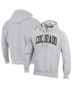 Champion Men's Heathered Gray Colorado Buffaloes Team Arch Reverse Weave Pullover Hoodie