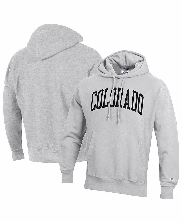 Champion Men's Heathered Gray Colorado Buffaloes Team Arch Reverse Weave Pullover Hoodie
