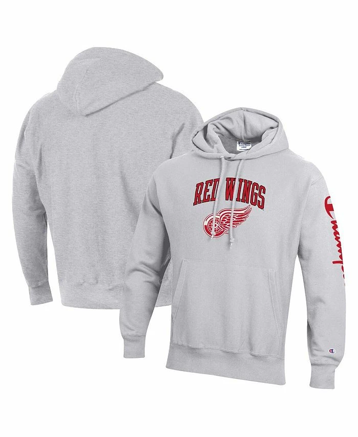 Champion Men's Heather Gray Detroit Red Wings Reverse Weave Pullover Hoodie