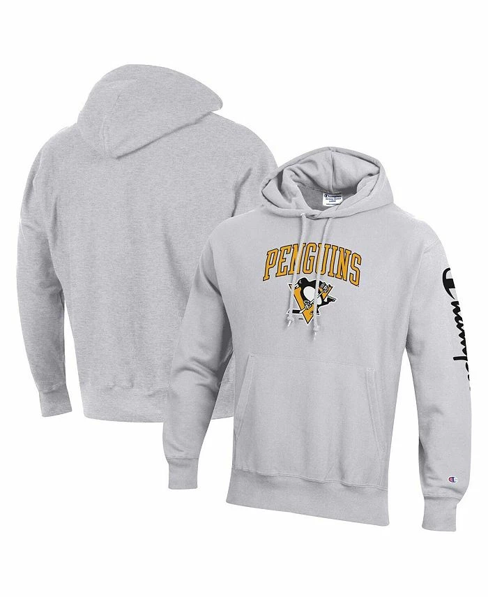 Champion Men's Heather Gray Pittsburgh Penguins Reverse Weave Pullover Hoodie