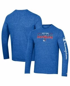 Champion Men's Heather Royal New York Rangers Tri-Blend Long Sleeve T-shirt