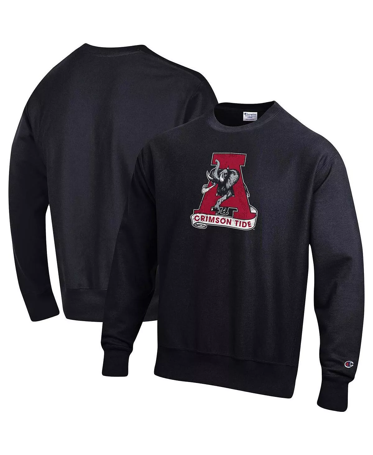 Champion Men's Black Alabama Crimson Tide Vault Logo Reverse Weave Pullover Sweatshirt - Image 4