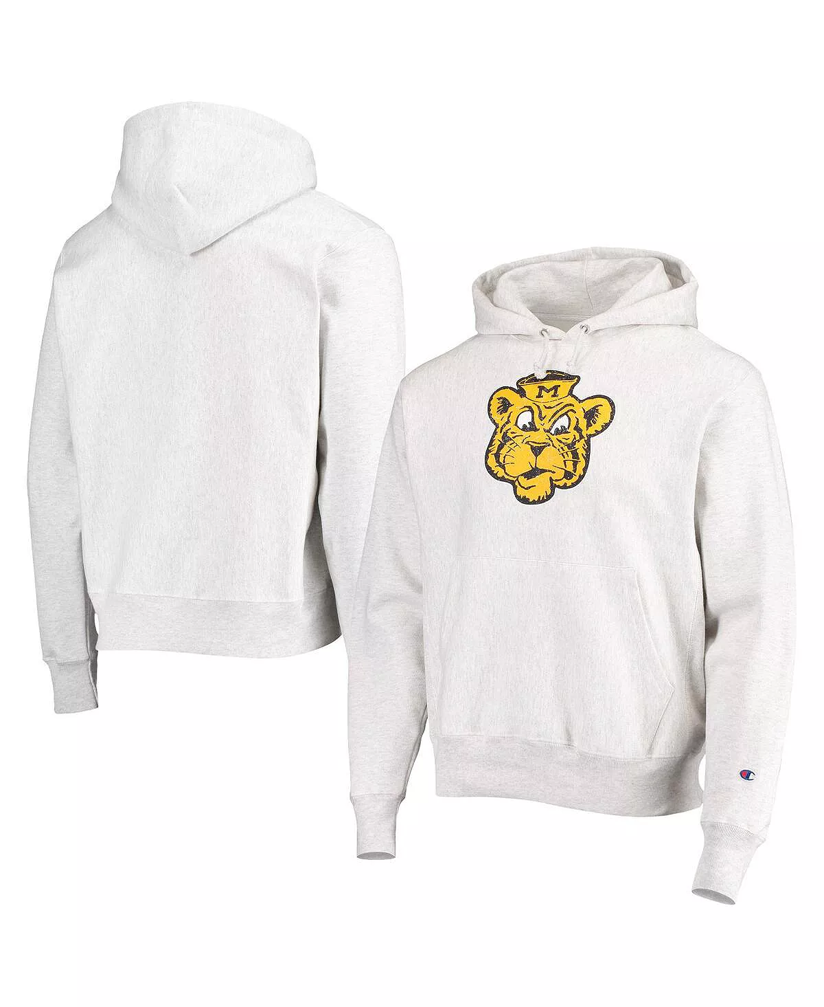 Champion Men's Heathered Gray Missouri Tigers Team Vault Logo Reverse Weave Pullover Hoodie - Image 4