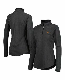 Champion Women's Heathered Black Texas Longhorns Core Raglan Quarter-Zip Jacket