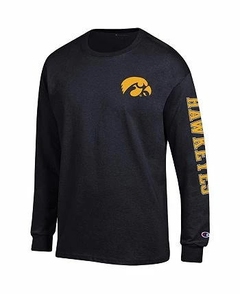 Champion Men's Black Iowa Hawkeyes Team Stack Long Sleeve T-shirt - Image 2