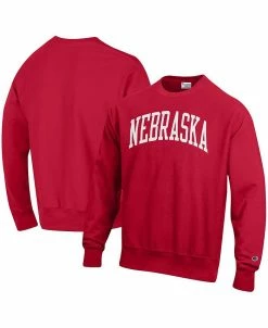 Champion Men's Scarlet Nebraska Huskers Arch Reverse Weave Pullover Sweatshirt