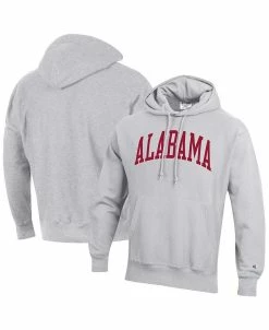 Champion Men's Heathered Gray Alabama Crimson Tide Big And Tall Reverse Weave Fleece Pullover Hoodie Sweatshirt