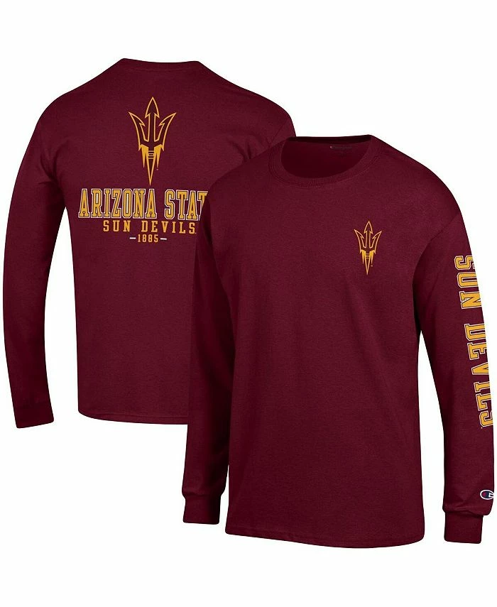 Champion Men's Maroon Arizona State Sun Devils Team Stack Long Sleeve T-shirt