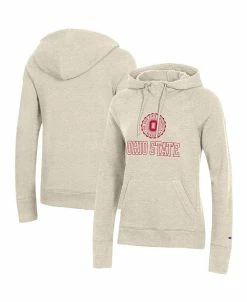 Champion Women's Heathered Oatmeal Ohio State Buckeyes College Seal Pullover Hoodie