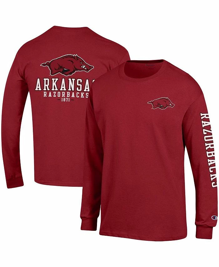 Champion Men's Cardinal Arkansas Razorbacks Team Stack Long Sleeve T-shirt