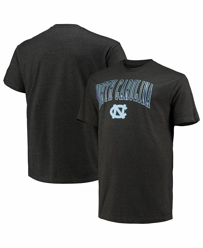 Champion Men's Heathered Charcoal North Carolina Tar Heels Big And Tall Arch Over Wordmark T-shirt