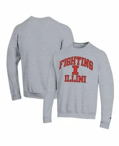 Champion Men's Heather Gray Illinois Fighting Illini High Motor Pullover Sweatshirt