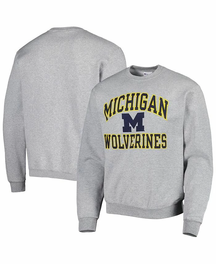 Champion Men's Heather Gray Michigan Wolverines High Motor Pullover Sweatshirt