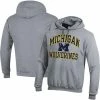Champion Men's Heather Gray Michigan Wolverines High Motor Pullover Hoodie