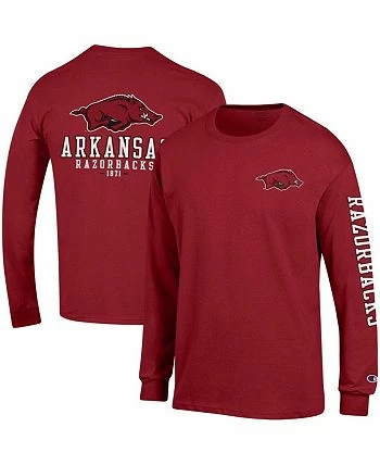 Champion Men's Cardinal Arkansas Razorbacks Team Stack Long Sleeve T-shirt - Image 2