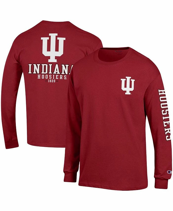 Champion Men's Crimson Indiana Hoosiers Team Stack Long Sleeve T-shirt
