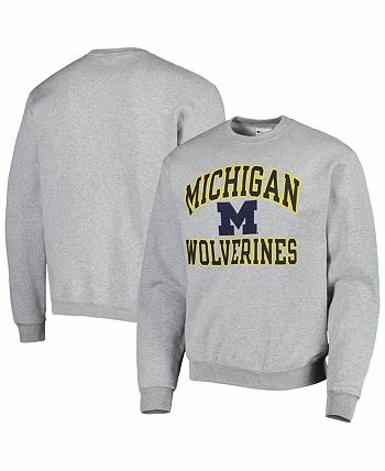 Champion Men's Heather Gray Michigan Wolverines High Motor Pullover Sweatshirt - Image 2