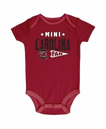 Champion Newborn And Infant Boys And Girls Garnet And Heather Gray And White South Carolina Gamecocks Three-Pack Bodysuit Set - Image 3