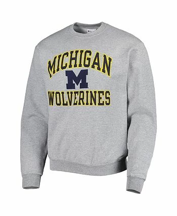Champion Men's Heather Gray Michigan Wolverines High Motor Pullover Sweatshirt - Image 3