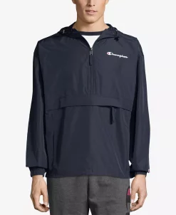 Champion Men's Packable Half-Zip Hooded Water-Resistant Jacket